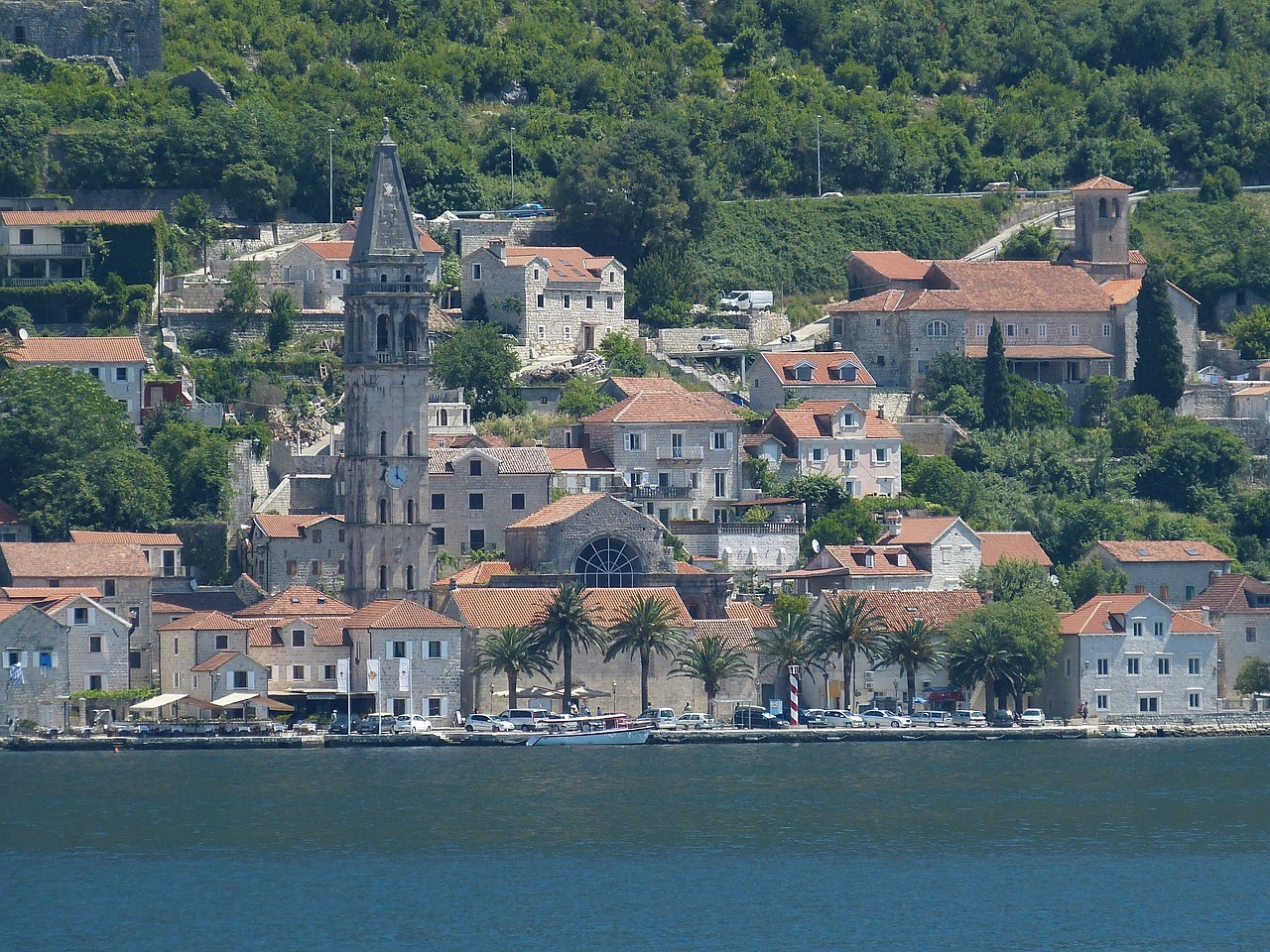 Perast to the open Adriatic — view of Perast from the sea
